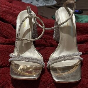 Fashion Nova Silver Strappy Heels